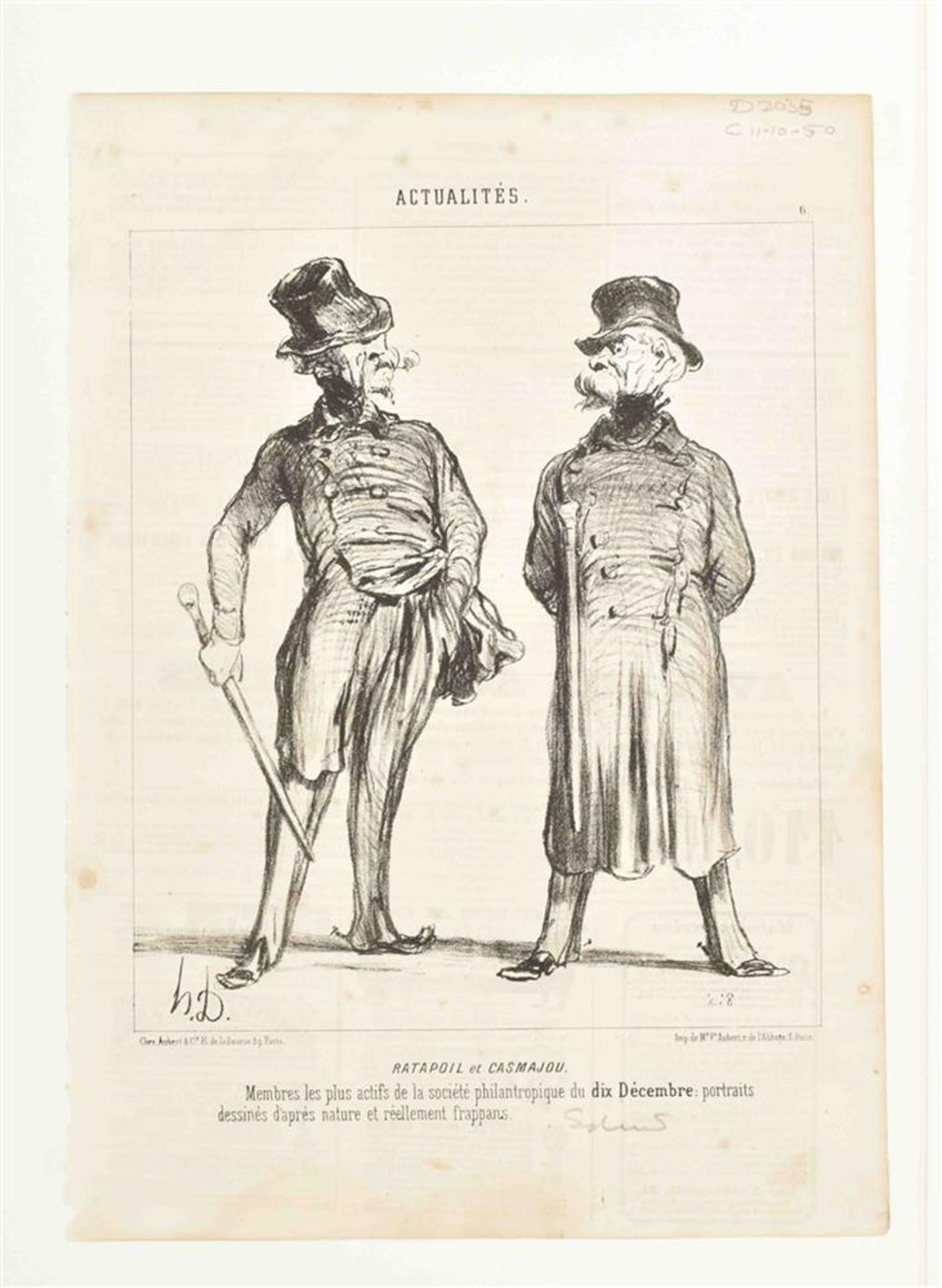 Daumier, H. (1808-79). Fourteen lithographs from Le Charivari's Actualités series - Image 8 of 9