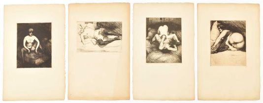 Geetere, F. de (1895-1968). Four erotic etchings