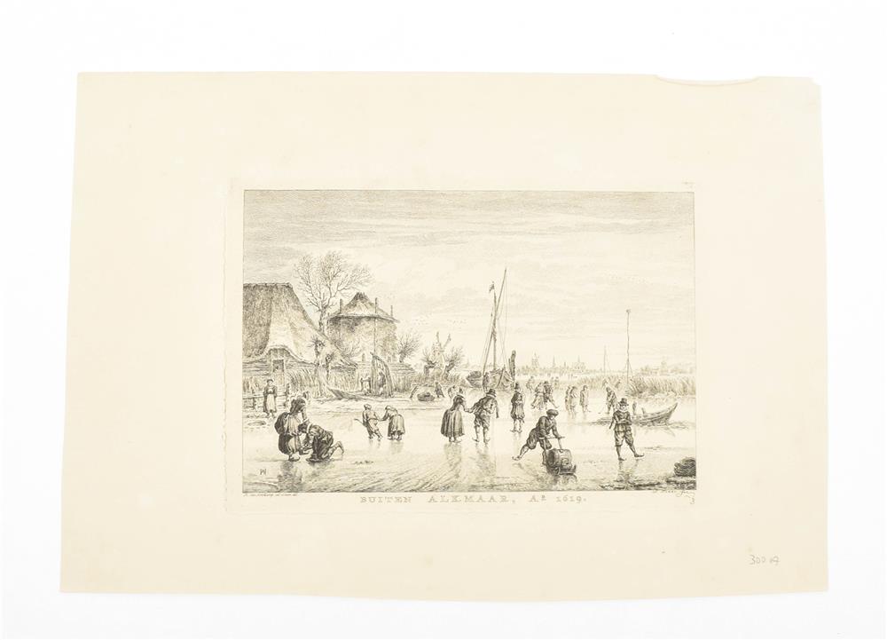 [Skating] Two winter scenes: (1) S. Fokke after H. van Averkamp. De Haarlemmer Meer 1625 - Image 2 of 3