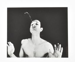 Bruce Nauman, Self Portrait as a Fountain (1966). Photo by Balthasar Burkhard, 1973