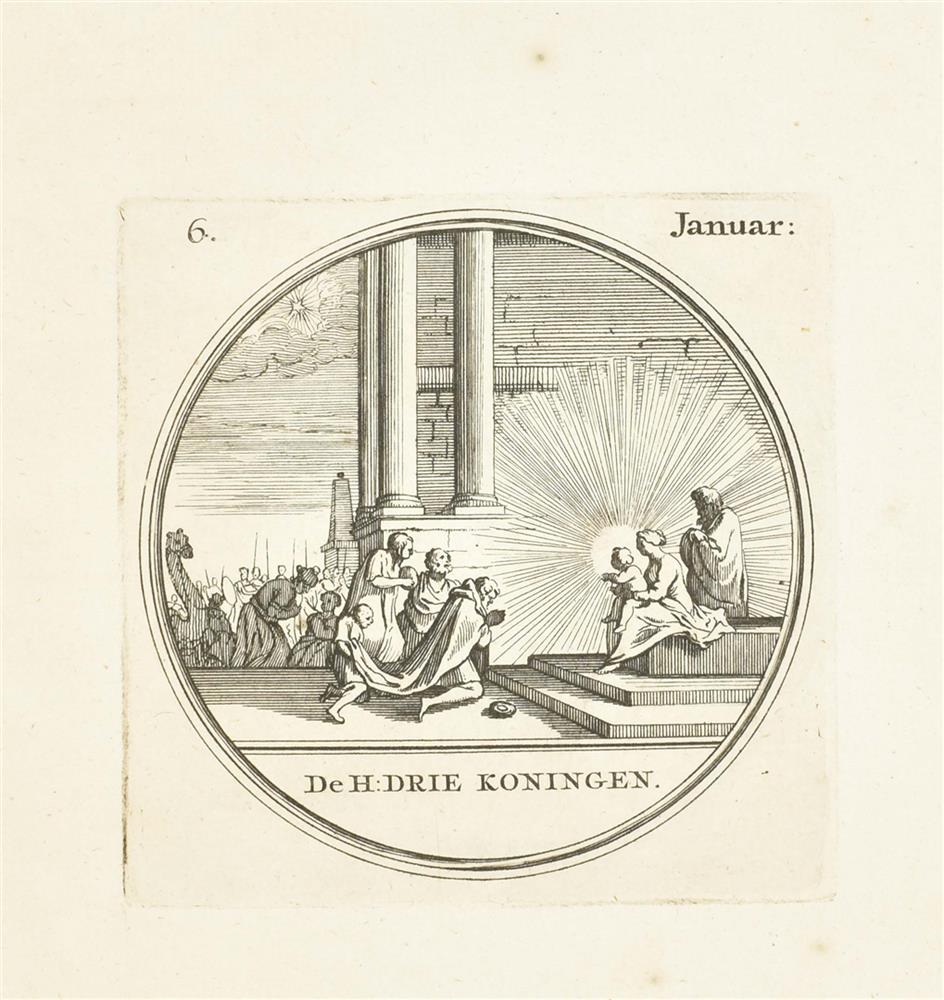 [Emblemata] Goeree, J. Godtvrugtige Almanach of Lof-Gedachtenis der Heyligen, op ijder dag van 't Ja - Image 6 of 9