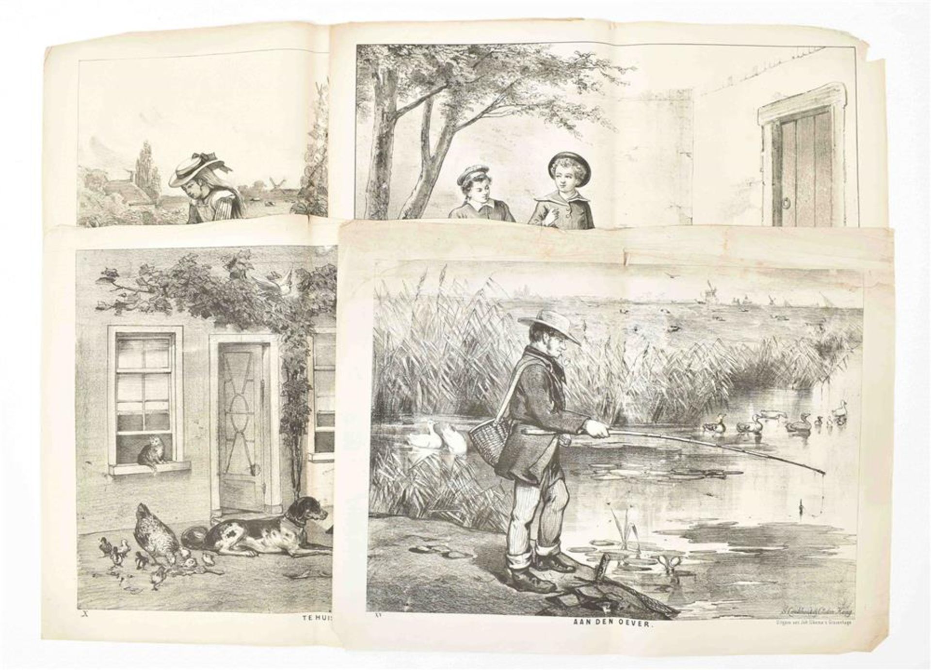 [School plates] IJkema, Joh. Series of 18 lithograph schoolplates