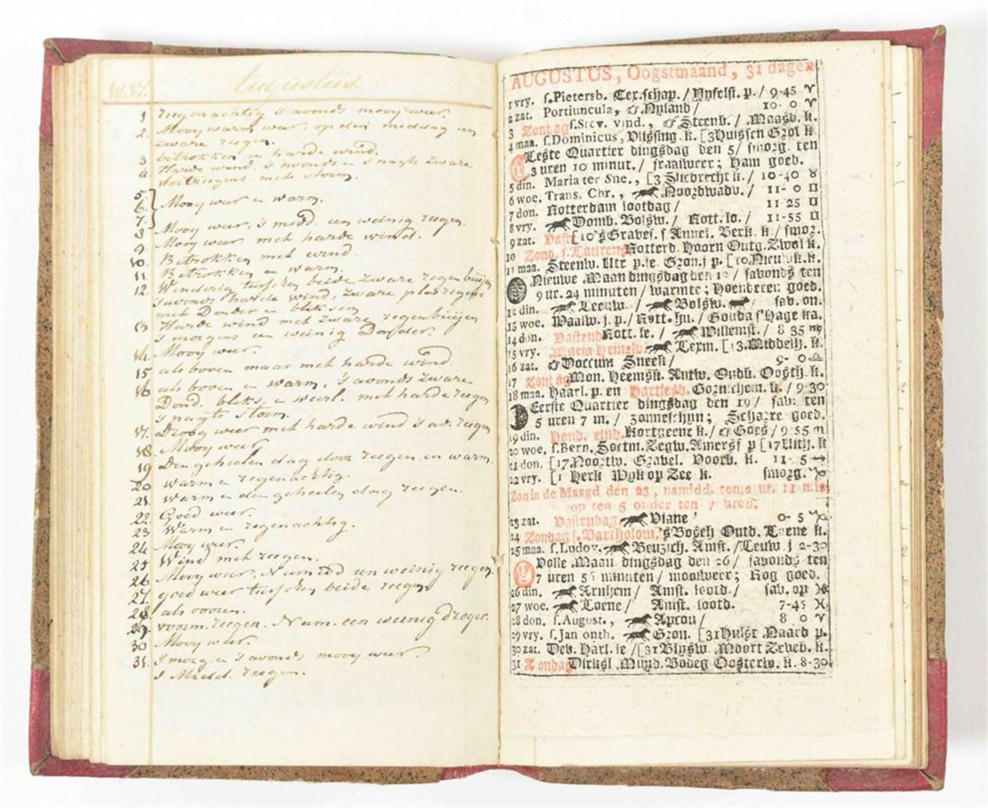 Manuscript with Dutch meteorological annotations, 1817-62