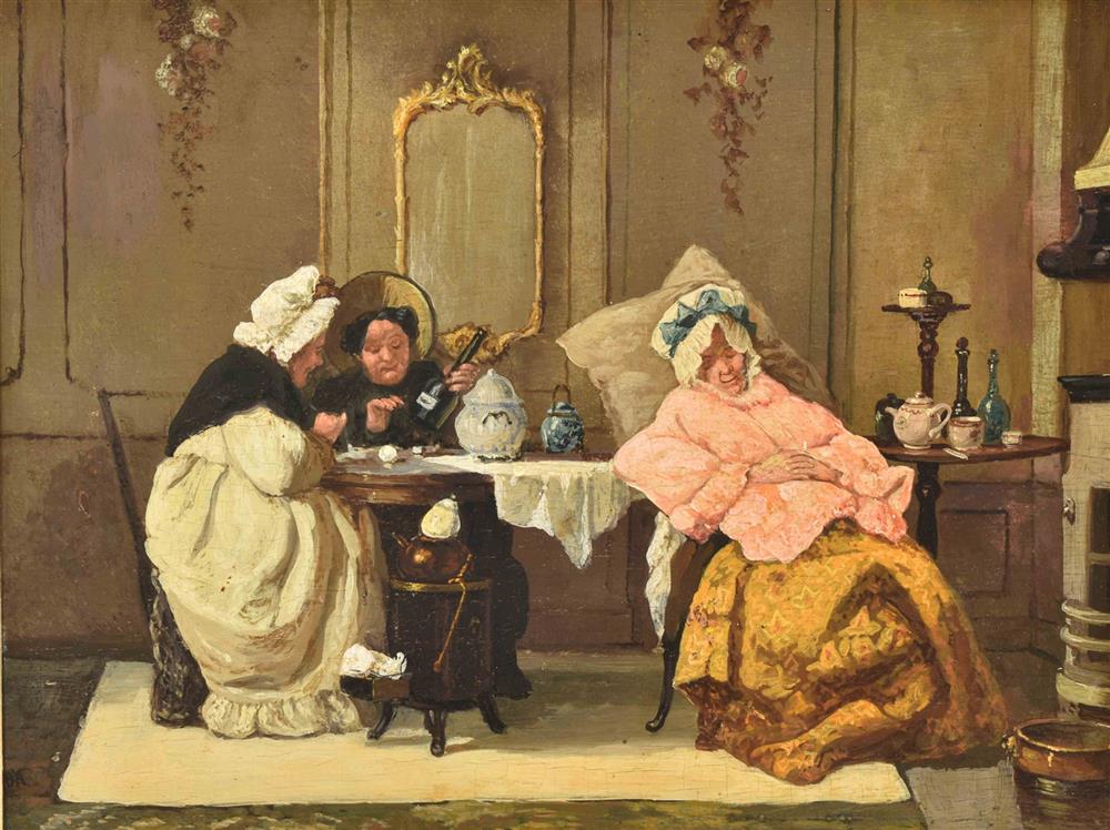 Bakker Korff, A.H. (1824-82). Interior scene with the artist's sisters - Image 2 of 4