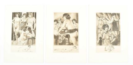 Courbouleix, L. (1887-1972). Seven erotic aquatints