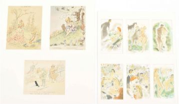 Erotic prints, lot of 20: (1-6) Schem (= R. Serres, 1881-1971). Six handcoloured lithograph plates