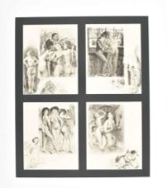 Erotic prints, lot of fourteen: (1-6) Series of 6 plates depicting spanking scenes