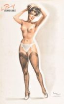 Ten erotic plates: (1-4) Four erotic drawings in pencil and watercolour