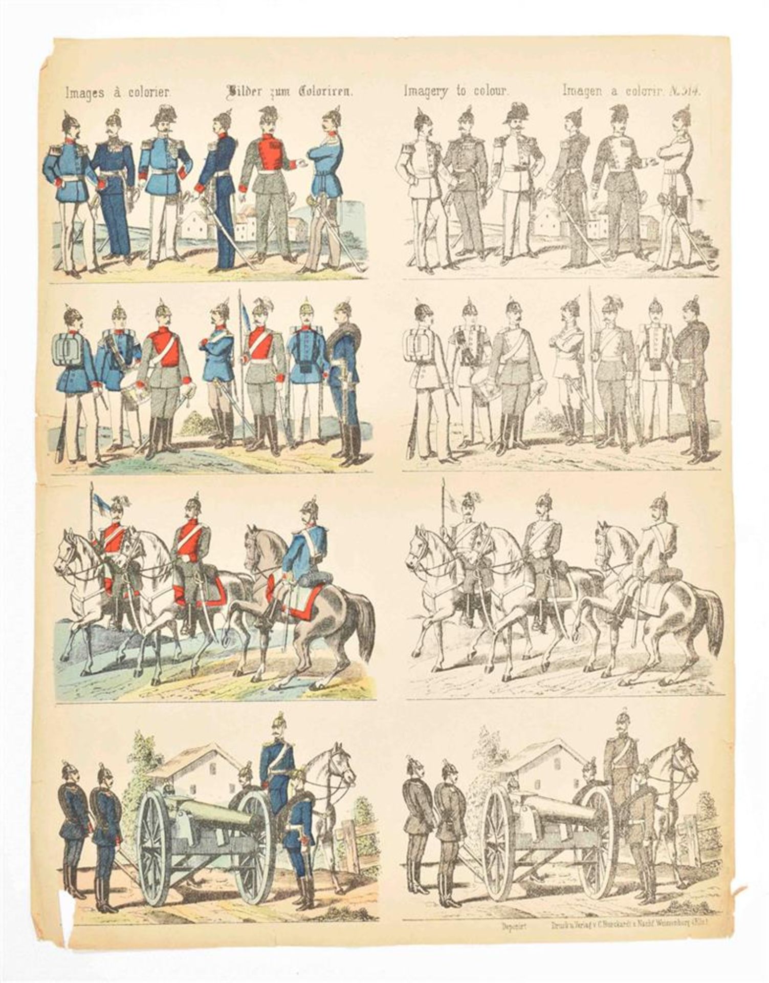 [Catchpenny prints] Lot of eight: (1) Five prints on militaria - Image 4 of 6