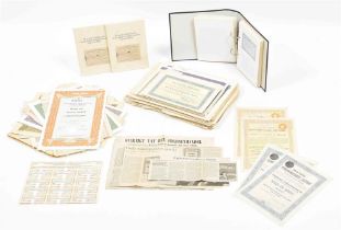 Dutch stock and bond certificates, 65 items