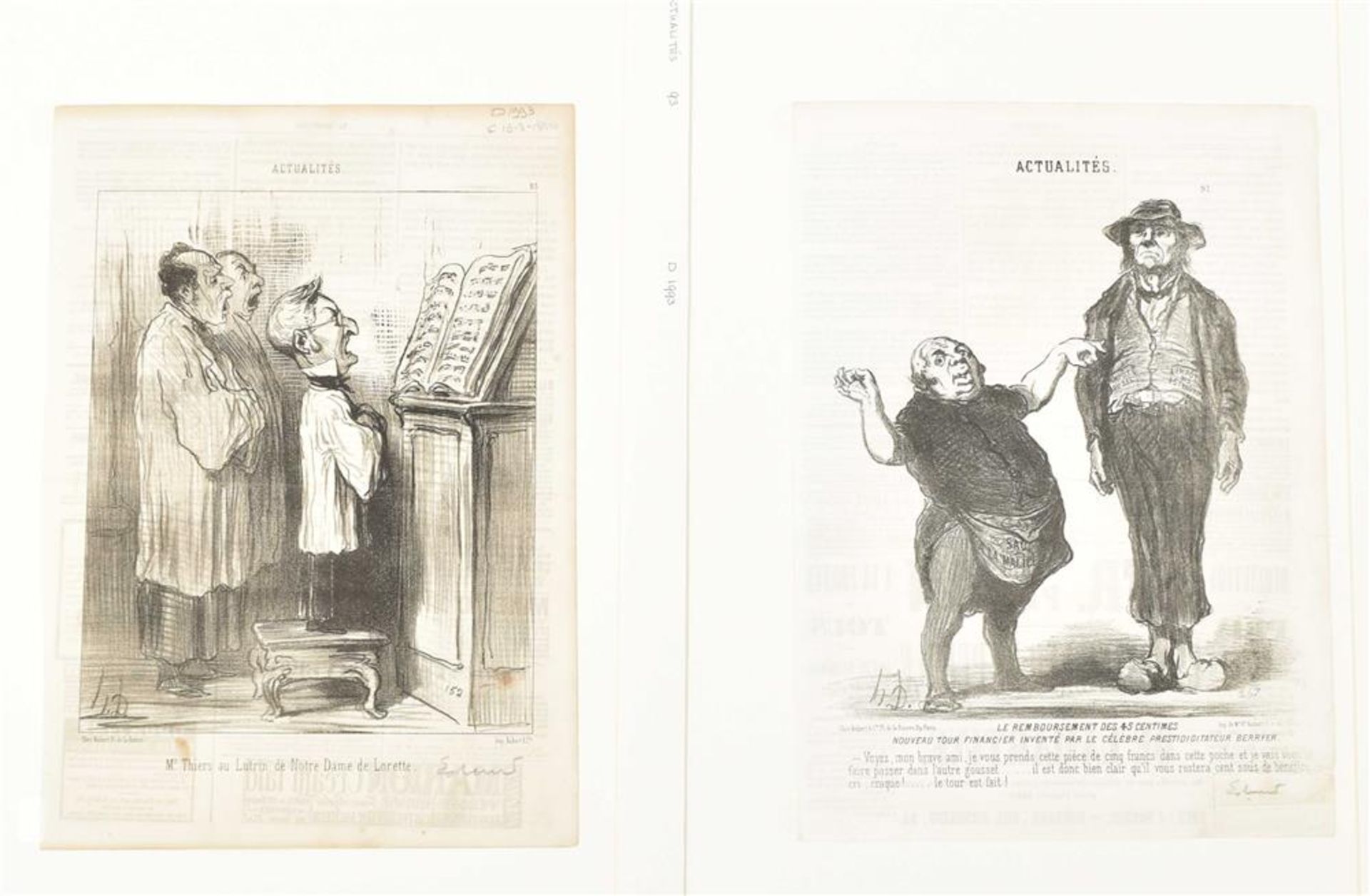 Daumier, H. (1808-79). Fourteen lithographs from Le Charivari's Actualités series - Image 4 of 9