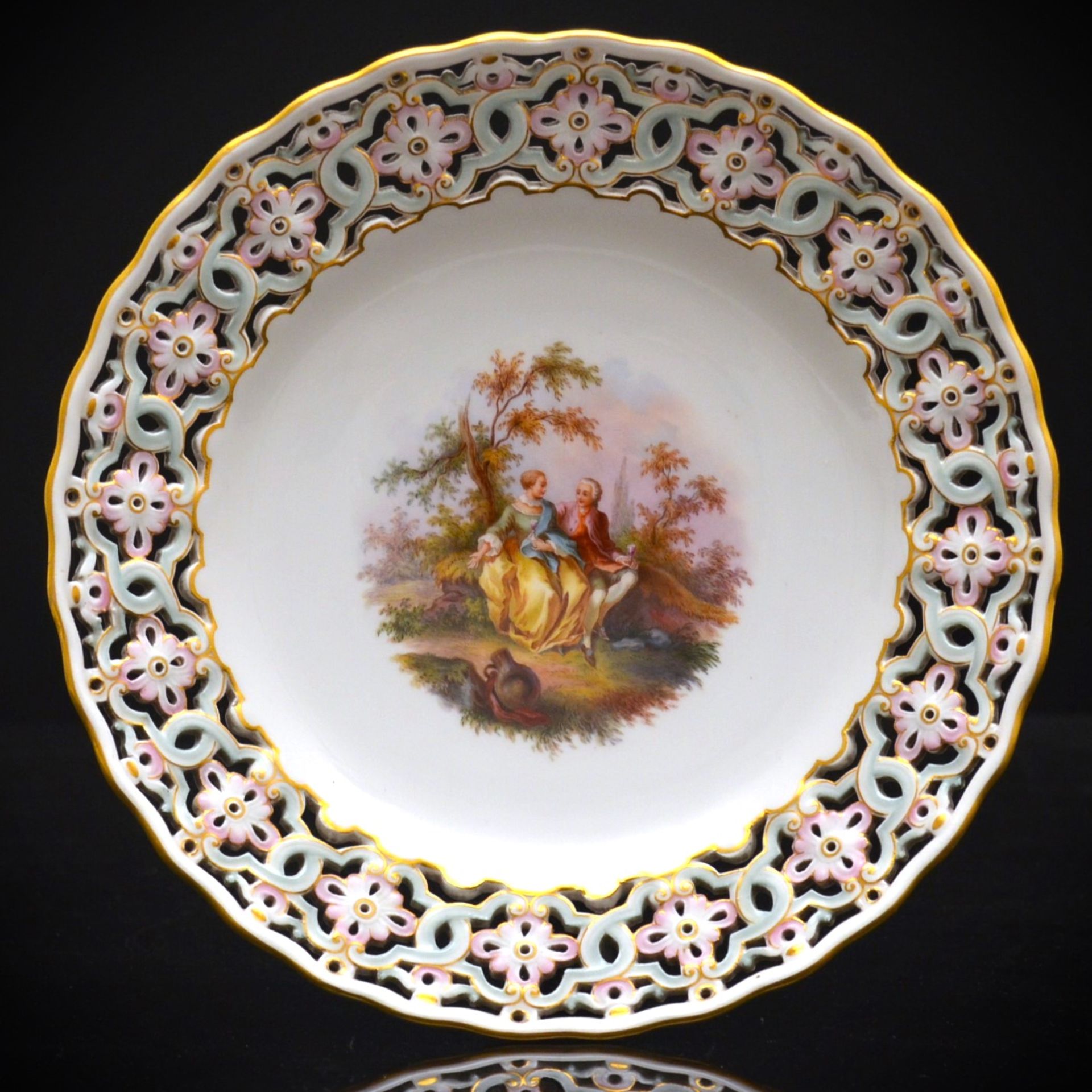 Meissen, Zierteller, Figurenmalerei nach Watteau