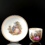 Meissen, Sammeltasse, Figurenmalerei nach Watteau