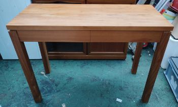 Oak two-drawer console table