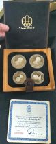 Canada 1976 Olympics sterling silver proof four coin set, cased with certificate and outer box,