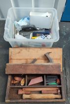 Quantity of various tools and a vintage wooden plane etc. (Qty)