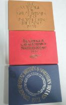 UK QEII 1972, 1973 and 1974 cased annual coin sets (3)