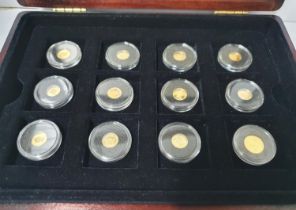 Boxed set of 11 Cook Islands 2008 & 2009 0.9999 gold 1/2 gram $1 "Kings of England" coinage together