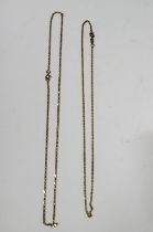 Two fine 9ct yellow gold hallmarked chains (2), 3.9 grams