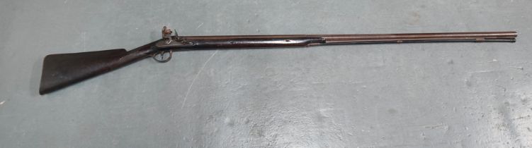 Antique 19thC. long-barrelled flint-lock rifle