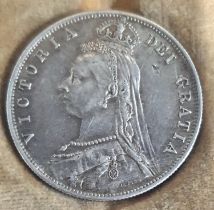 Cased 1887 Queen Victoria Jubilee Head Half Crown - Fine-V FINE