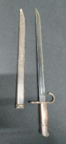 Japanese WWII type 30 bayonet and metal scabbard possibly produced by Toyoda Automatic Loom Co