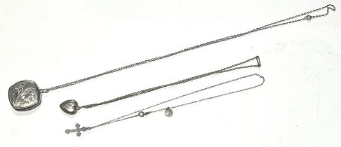 3 silver chains with pendants