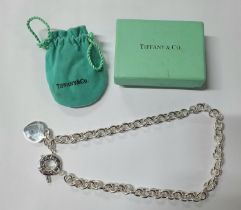 925 silver, heavy Tiffany choker necklace complete with pouch and old Tiffany box, 68 grams approx