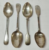 Three Georgian hallmarked serving spoons and another marked Sterling (4) Approx. 240 grams