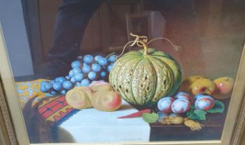 Alexander STANESBY (1832-1916) 1893 watercolour "Still-life with Pumpkin" in superb original