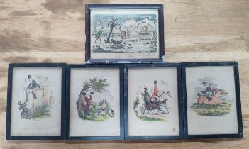 Five Victorian caricatures depicting comical scenes, all framed and glazed (5)