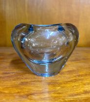 Blue Heart shaped 1960s vase by Per Lutken for Holmgaard Denmark