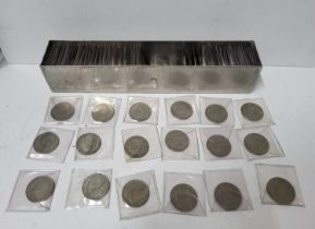 Large collection of George VI and QEII half crowns in a long metal tub (Qty), Most in VF or