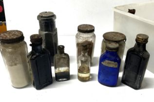 Collection of glass bottles and jars