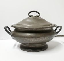 Antique pewter lidded terrine