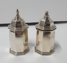 Birmingham Silver salt and pepper pots, 84 grams