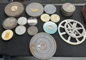 Collection of metal reels some from 1950s