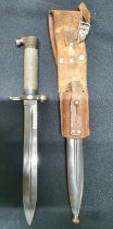 WW2 Swedish Mauser army issue EAB bayonet with long metal scabbard, complete with leather frog