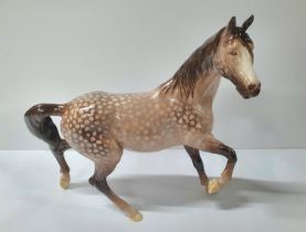 Large rocking horse grey, prancing Arab horse, stamped Beswick , Approx 22cm long x 22cm high