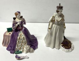 Queen Elizabeth II and Mary Queen Of Scots, Royal Worcester, Sculpted by Martin Evans and Michael