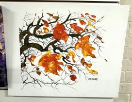 RARE abstract oil on canvas, "Autumn Leaves" by John Corcoran of Colne PROVENANCE - Verified by