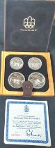 Canada 1976 Olympics sterling silver proof four coin set, cased with certificate and outer box -