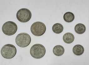 Quantity of George 5th half crowns and one shillings (Qty)