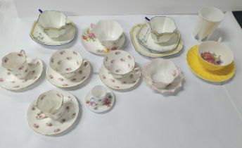 Twenty-two pieces of assorted Shelley including rare miniature cup & saucer, Queen Anne trio etc (