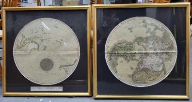 Pair of Georgian, hand-coloured circular globe maps, circa 1816 for Thomsons new general atlas (