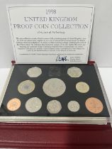1998 Deluxe United Kingdom red cased coin set