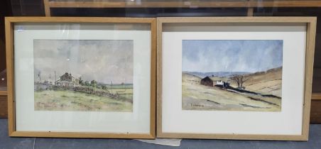 Pair of A I Browne northern moorland watercolours in matching wood frames (2)