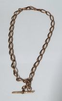 9ct rose gold, heavy albert chain with T-bar, 41 grams approx 46cm long