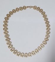 Ladies 9ct yellow gold fancy link necklace, 17 grams approx 36cm long