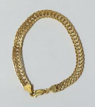 Ladies fine quality wide 9ct yellow gold bracelet, 6 grams approx 18cm
